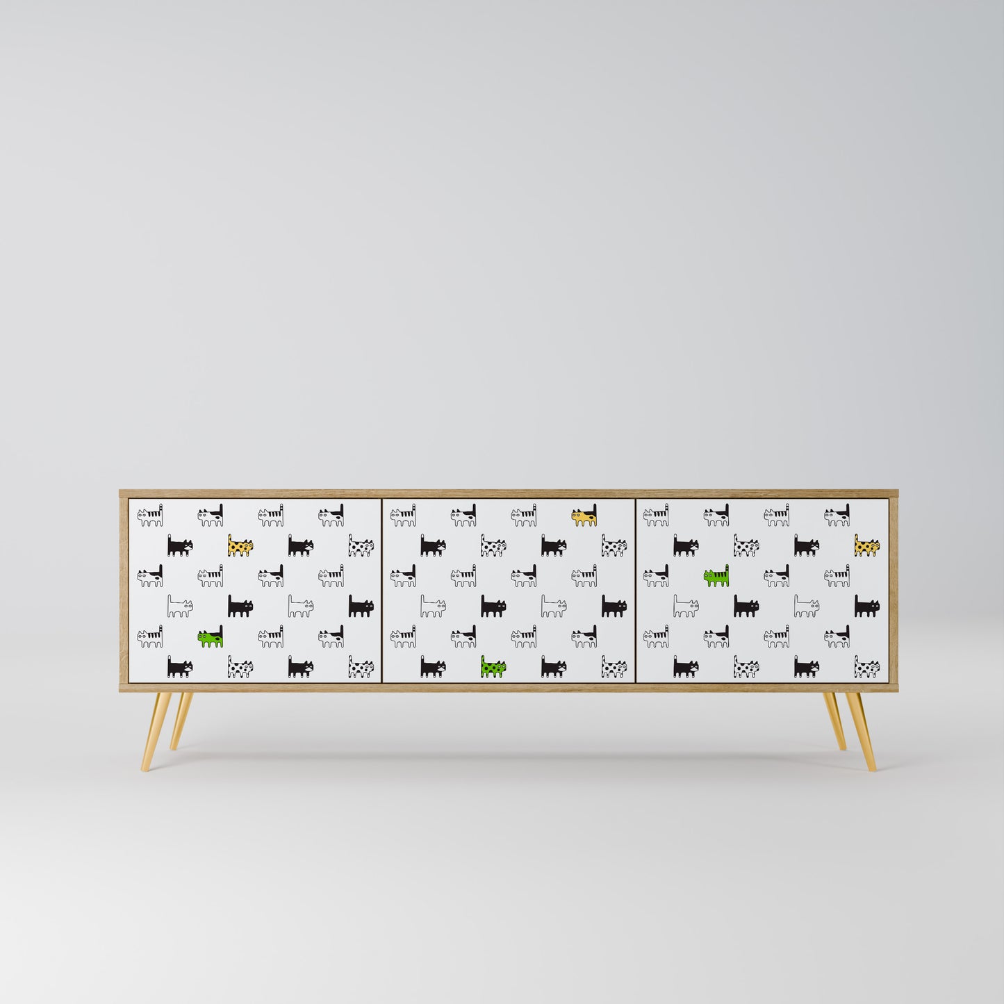 CATS COMPILATION 3-Door TV Stand in Oak Effect