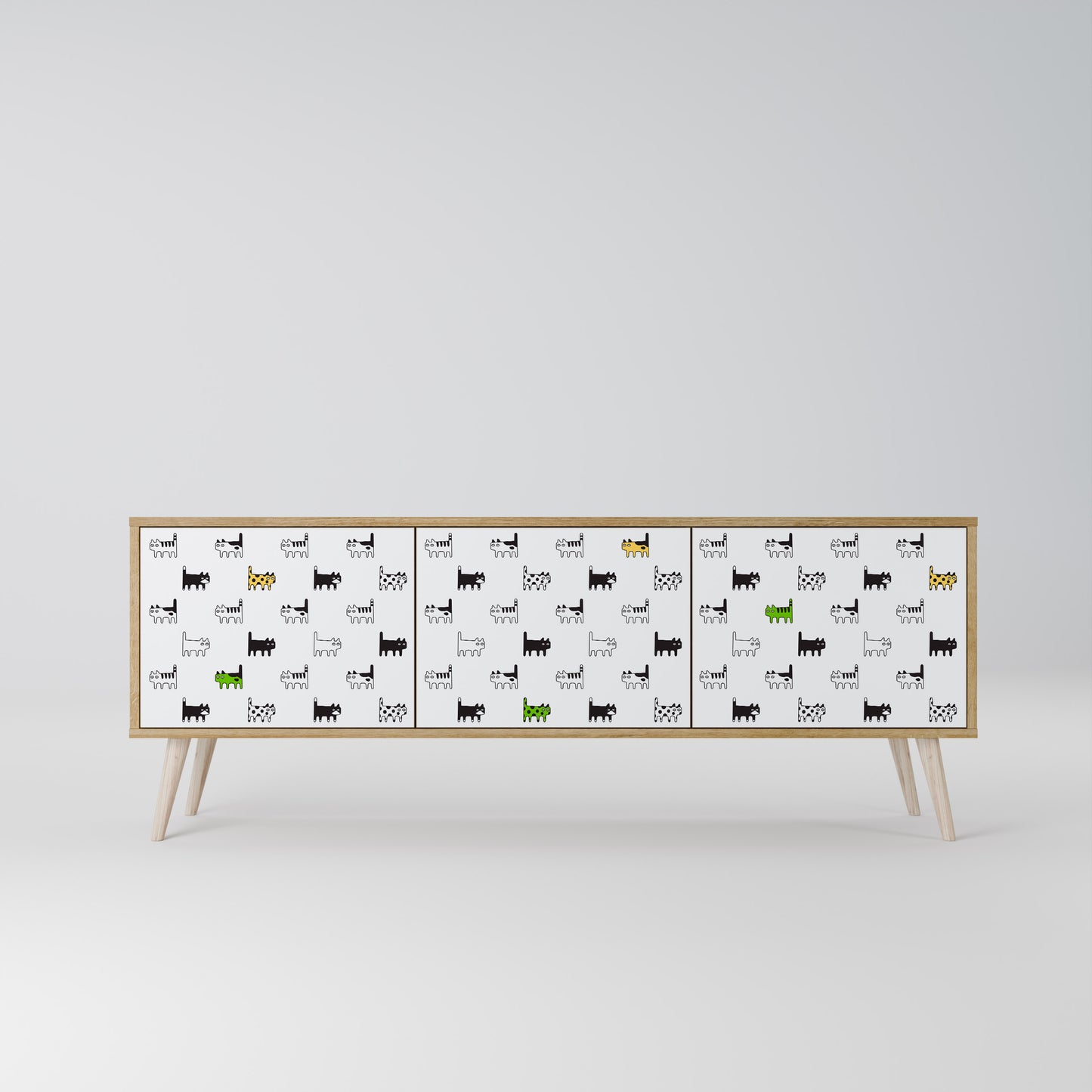 CATS COMPILATION 3-Door TV Stand in Oak Effect