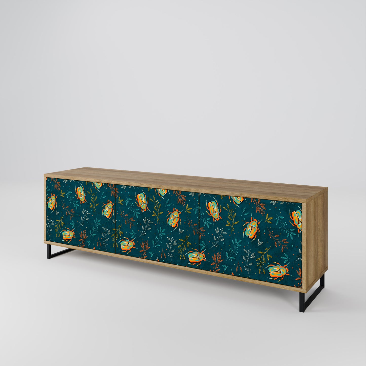 AUTUMN INSECTS 3-Door TV Stand in Oak Effect