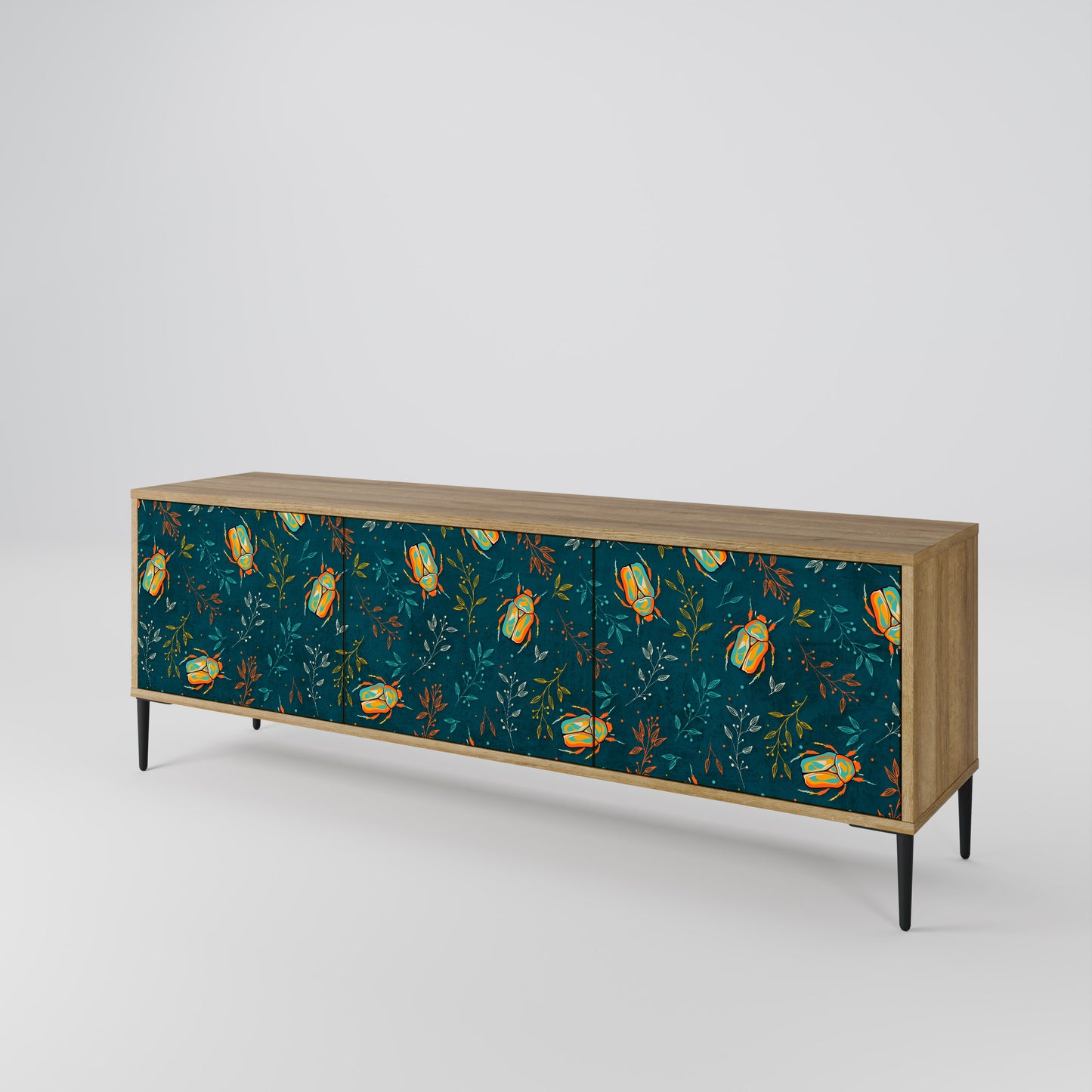 AUTUMN INSECTS 3-Door TV Stand in Oak Effect