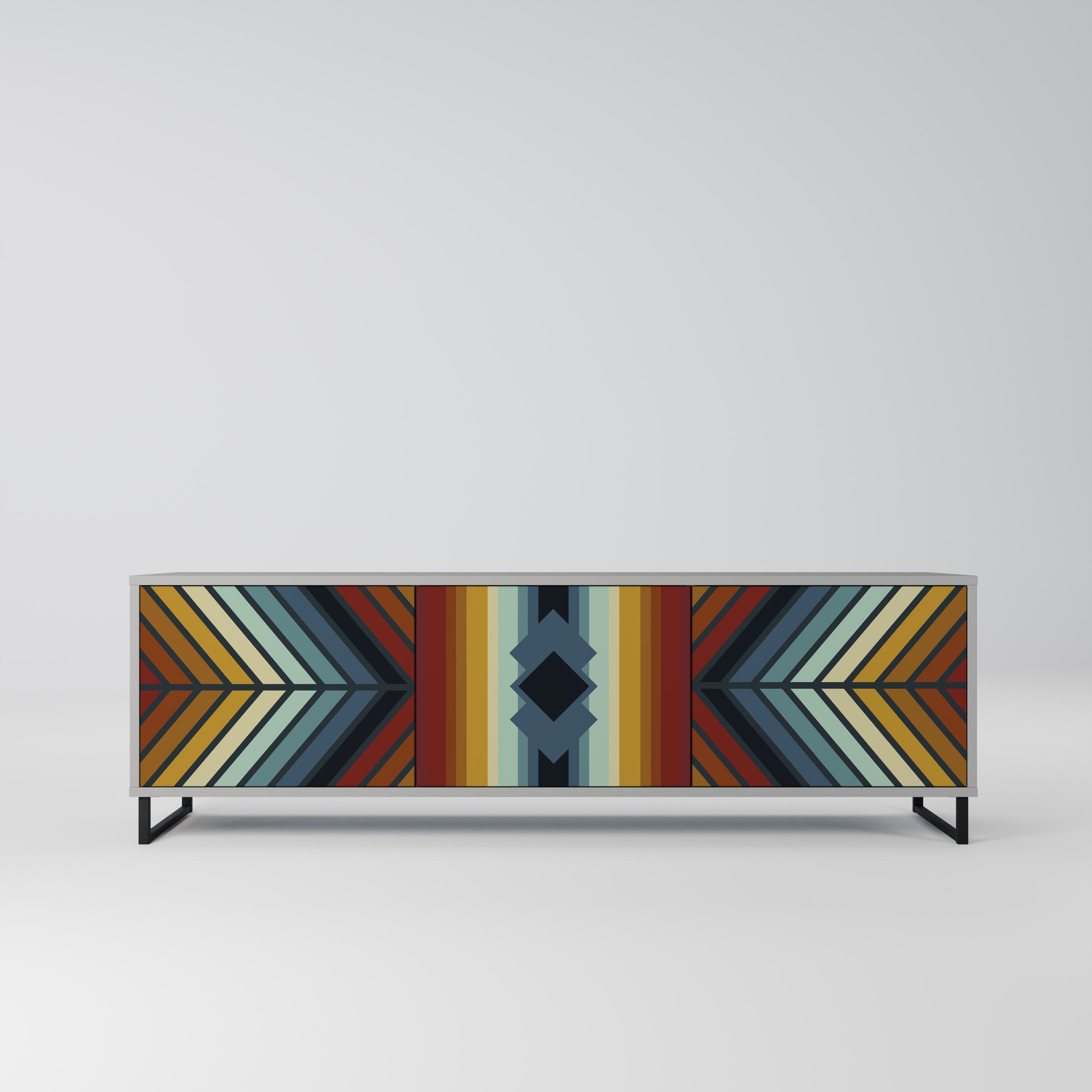 INDIGENOUS ZIGZAG 3-dörrars TV-bänk i grå finish