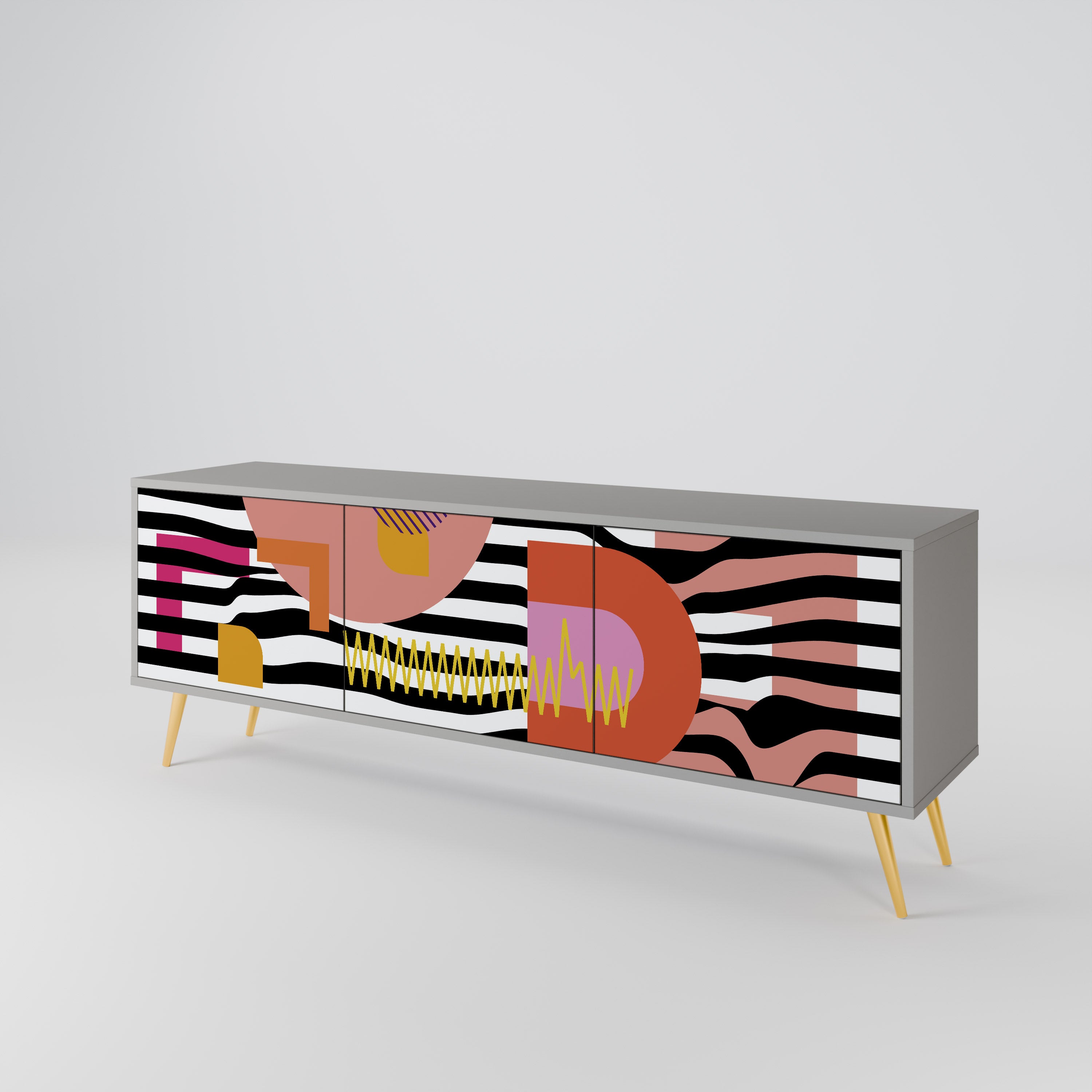 CHROMATIC ABSTRACT 3-dörrars TV-bänk i grå finish