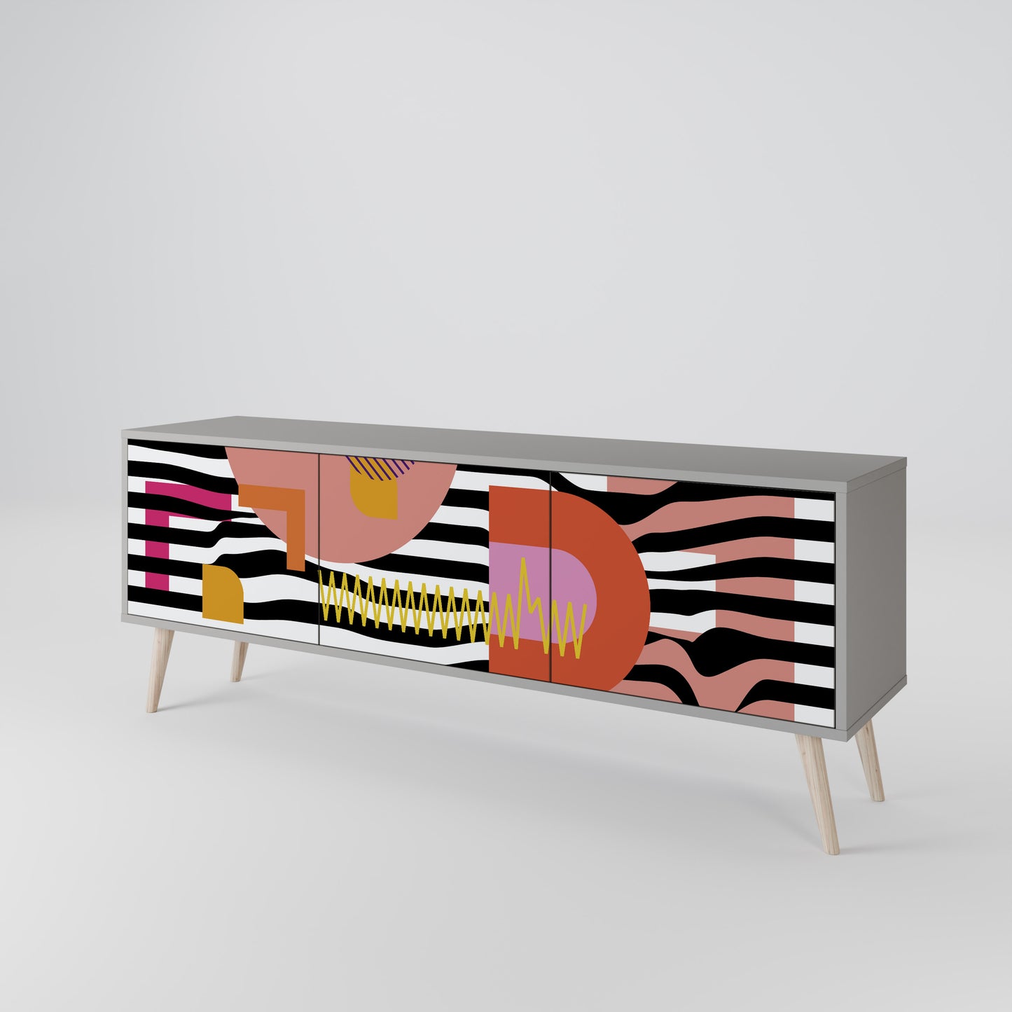 CHROMATIC ABSTRACT 3-dörrars TV-bänk i grå finish
