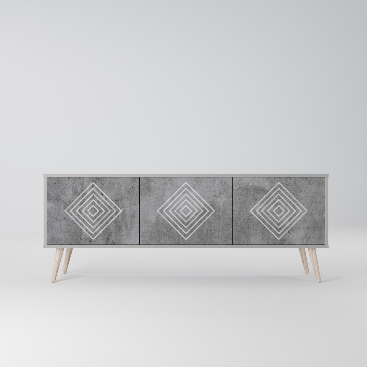 POLYGONAL ARTISTRY 3-dörrars TV-bänk i grå finish