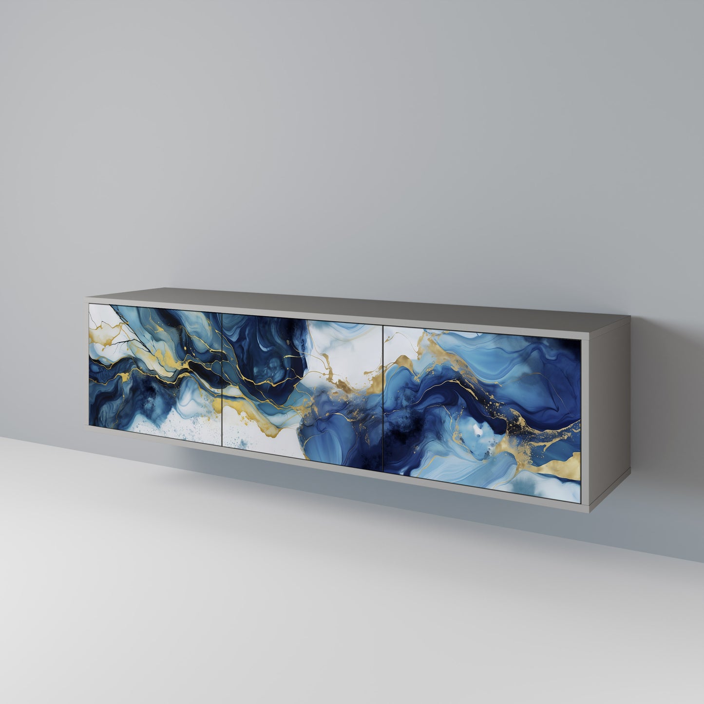 INKY MARBLE 3-dörrars TV-bänk i grå finish