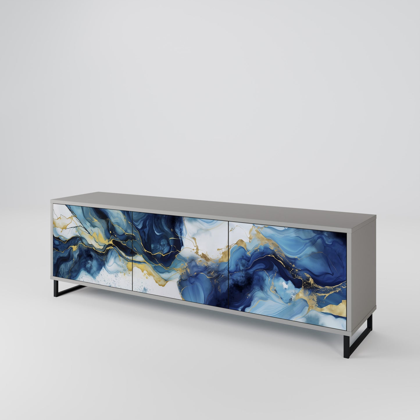INKY MARBLE 3-dörrars TV-bänk i grå finish