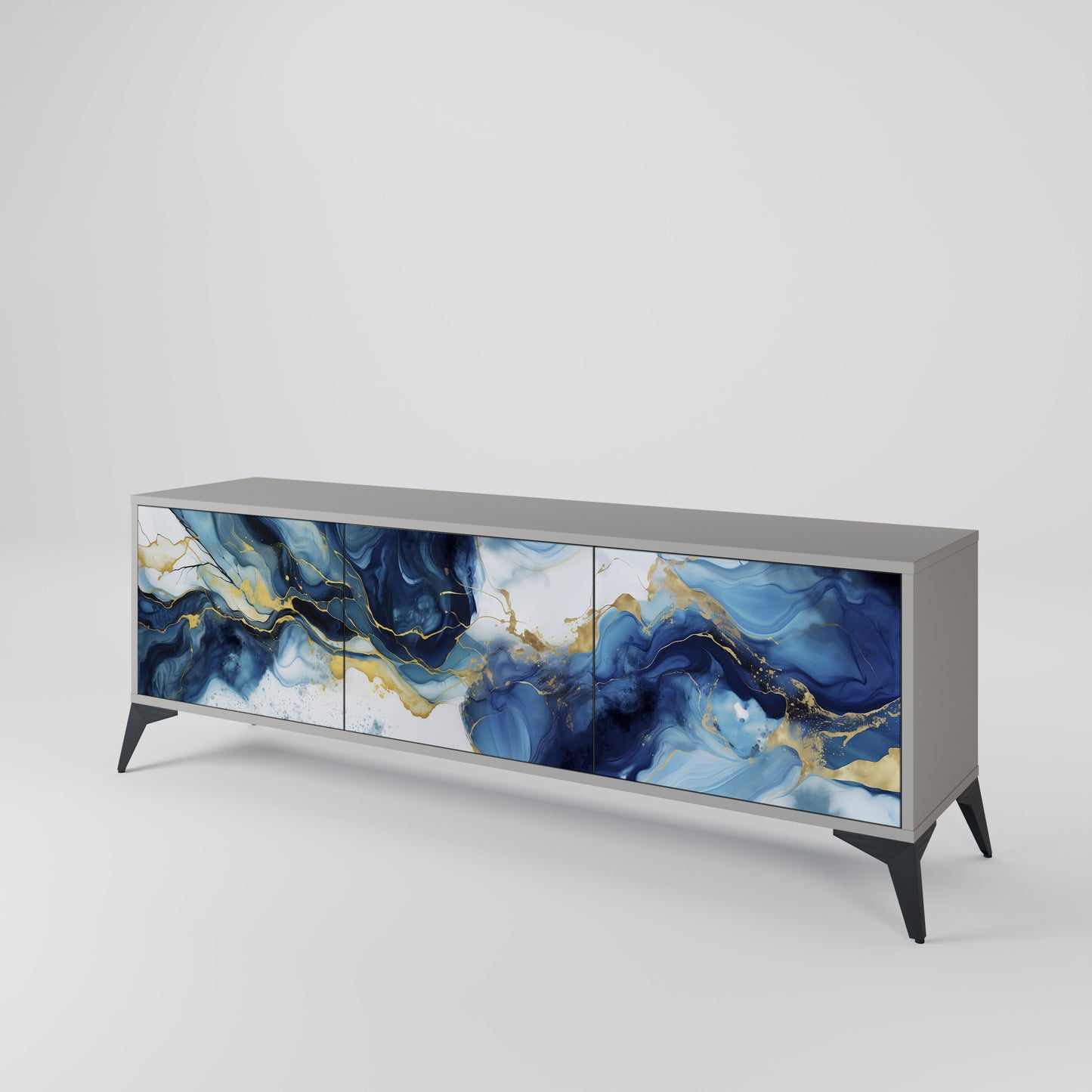 INKY MARBLE 3-dörrars TV-bänk i grå finish