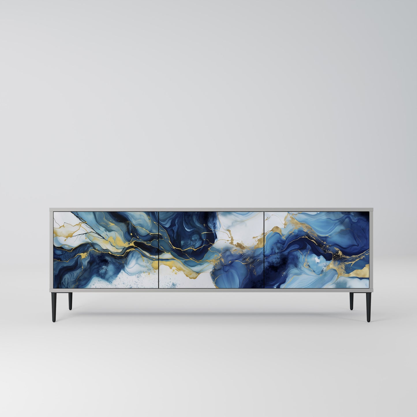INKY MARBLE 3-dörrars TV-bänk i grå finish