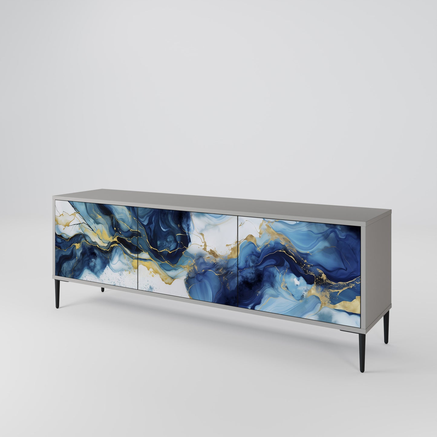 INKY MARBLE 3-dörrars TV-bänk i grå finish