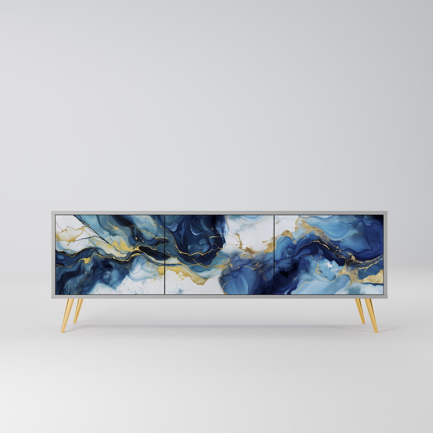 INKY MARBLE 3-dörrars TV-bänk i grå finish