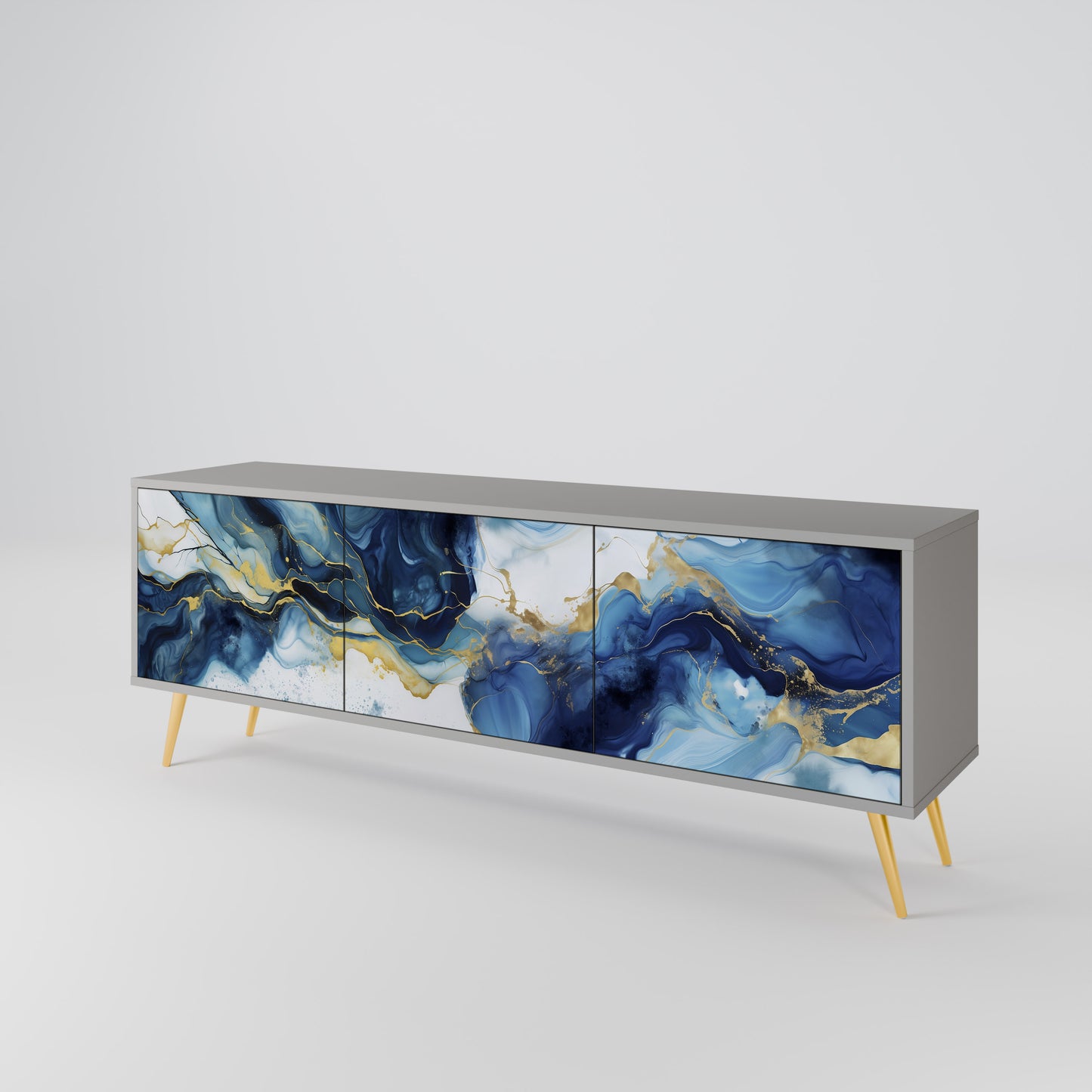 INKY MARBLE 3-dörrars TV-bänk i grå finish