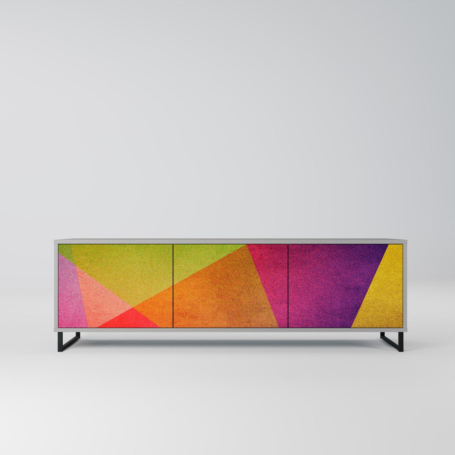VIVID GEOMETRY 3-Door TV Stand in Grey Finish