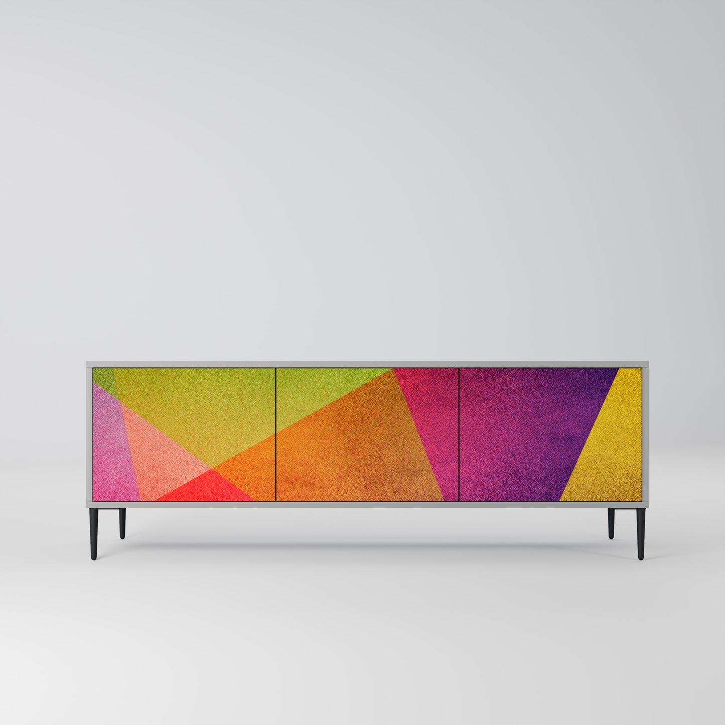 VIVID GEOMETRY 3-Door TV Stand in Grey Finish