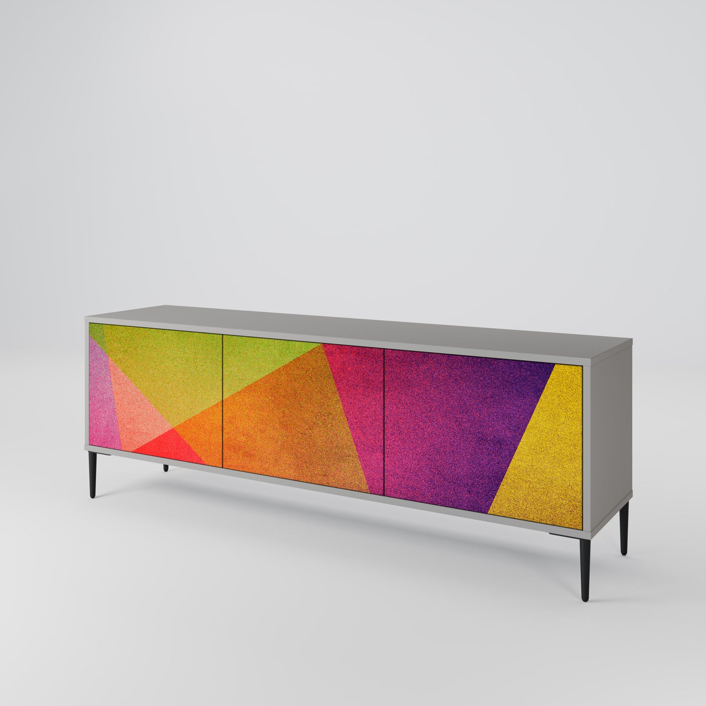 VIVID GEOMETRY 3-Door TV Stand in Grey Finish