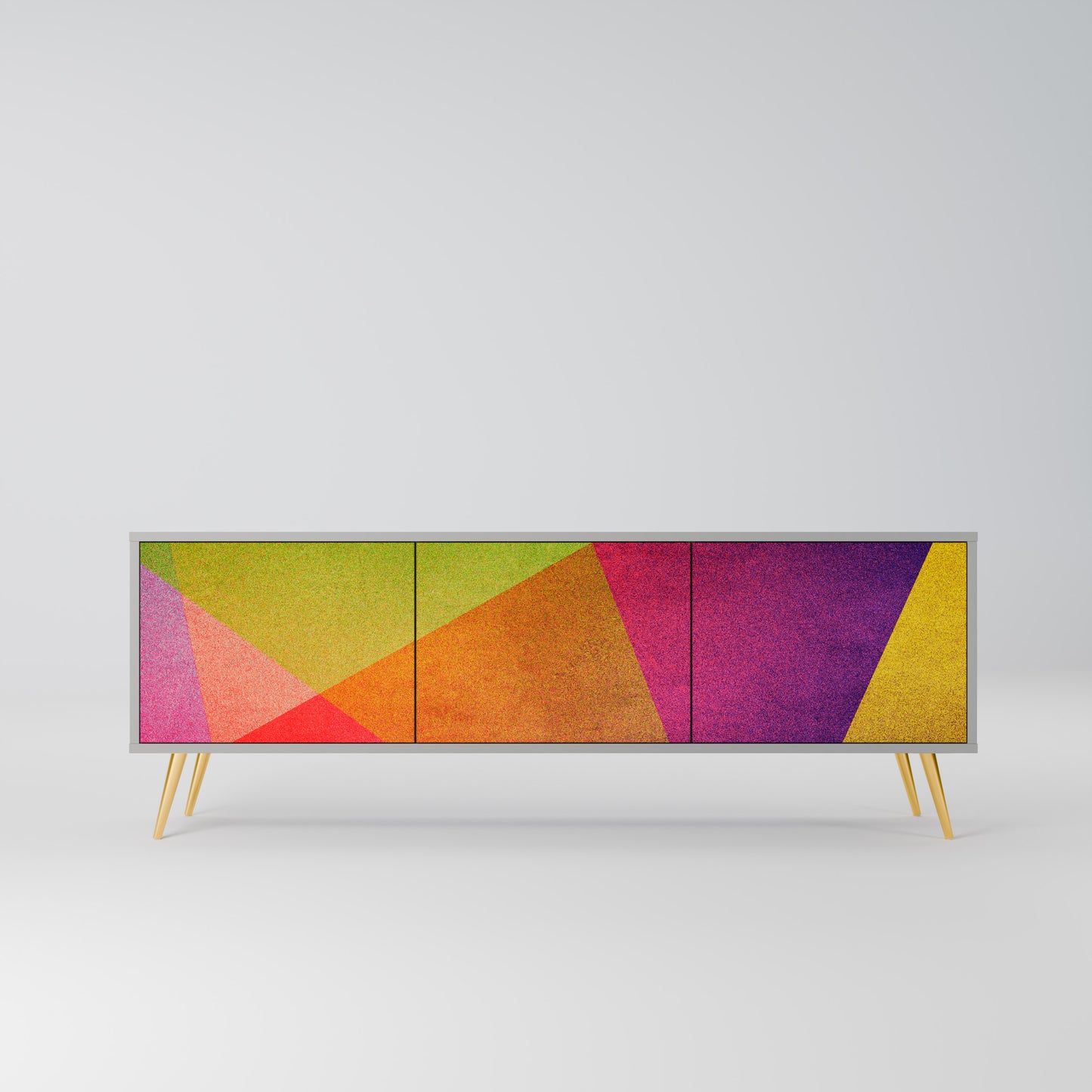 VIVID GEOMETRY 3-Door TV Stand in Grey Finish
