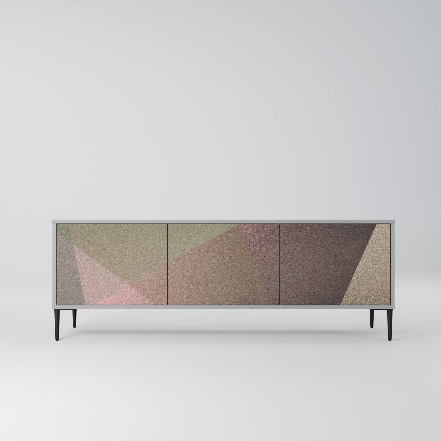 BEIGE GEOMETRY 3-Door TV Stand in Grey Finish