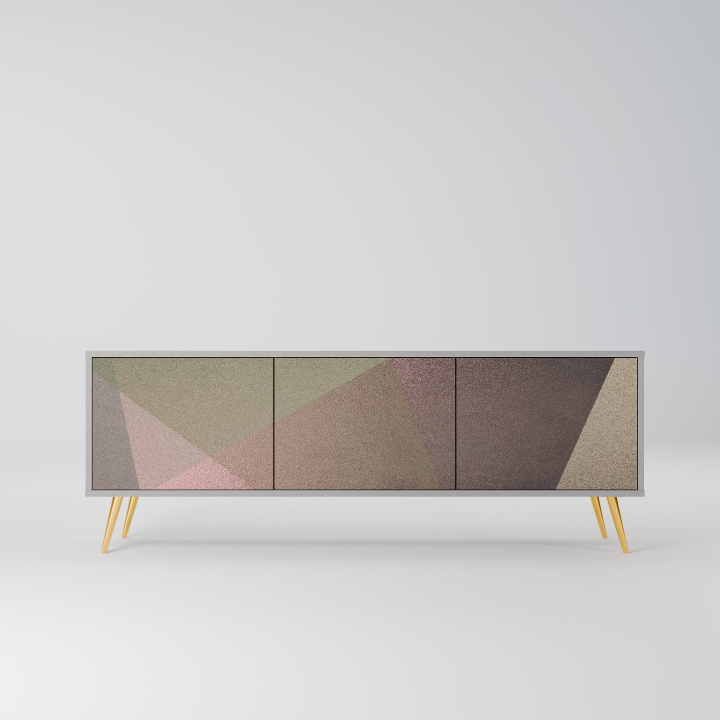 BEIGE GEOMETRY 3-Door TV Stand in Grey Finish