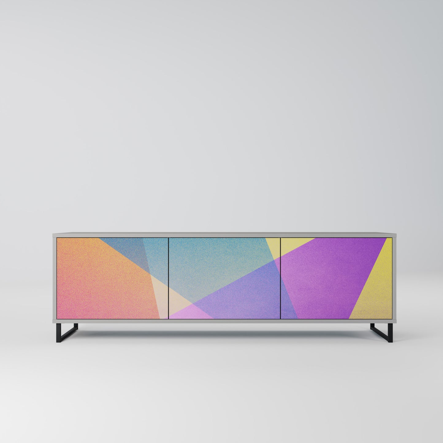 LJUS GEOMETRY 3-dörrars TV-bänk i grå finish