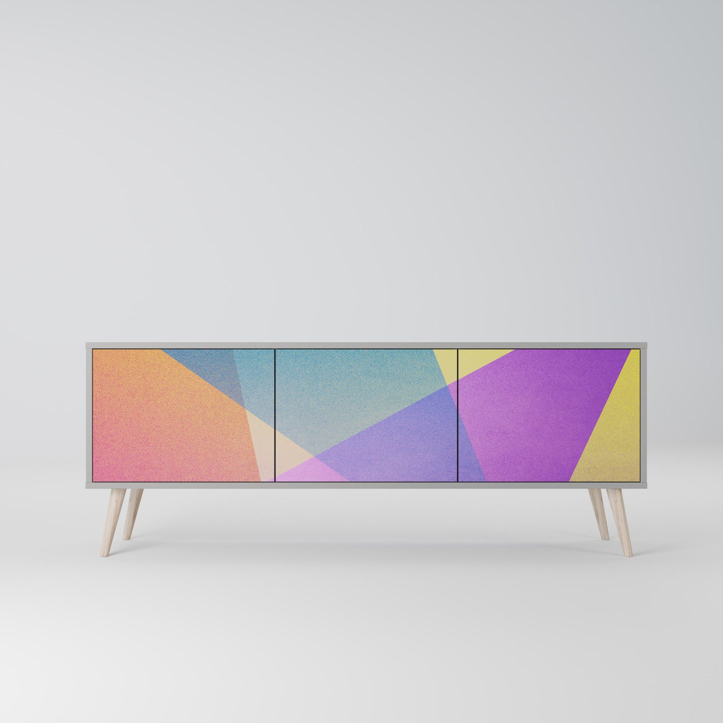 LJUS GEOMETRY 3-dörrars TV-bänk i grå finish