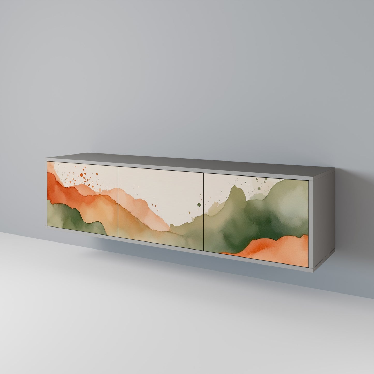 WATERCOLOUR PEAKS 3-Door TV Stand in Grey Finish