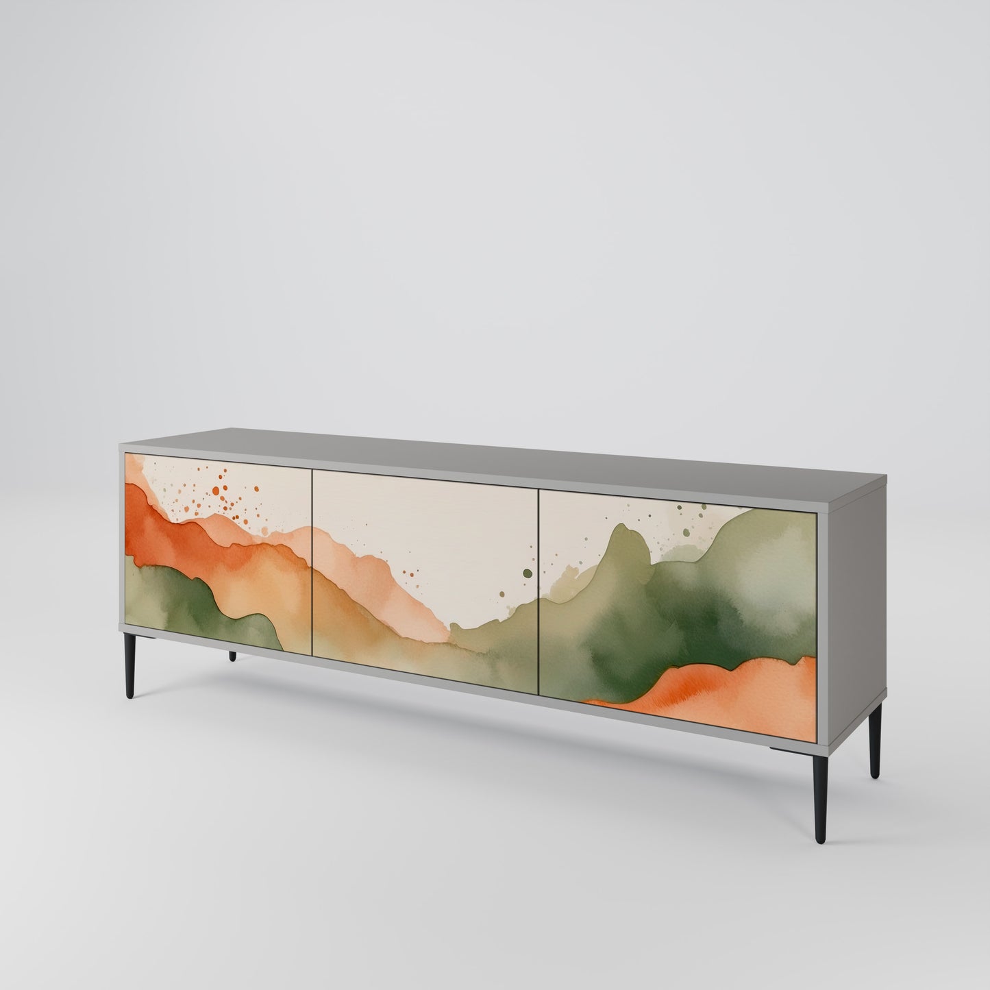 WATERCOLOUR PEAKS 3-Door TV Stand in Grey Finish