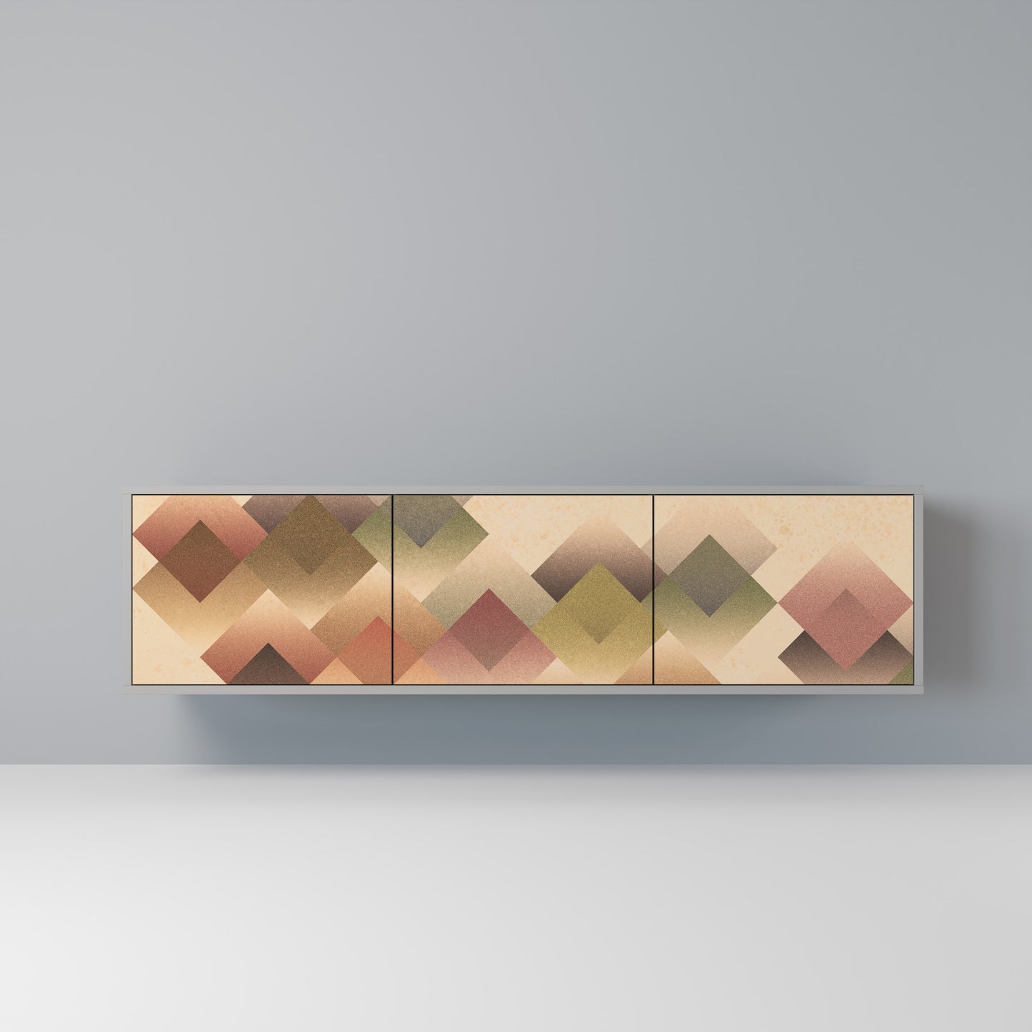 GEOMETRIC FUSION 3-dörrars TV-bänk i grå finish