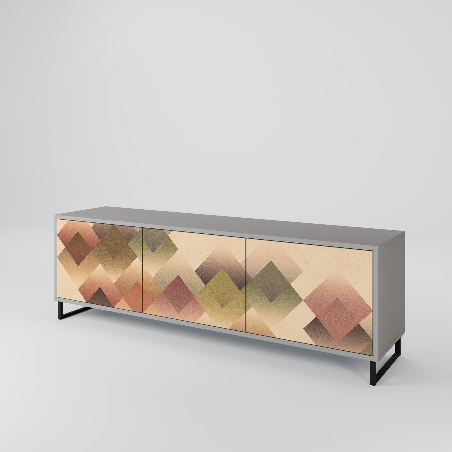 GEOMETRIC FUSION 3-dörrars TV-bänk i grå finish