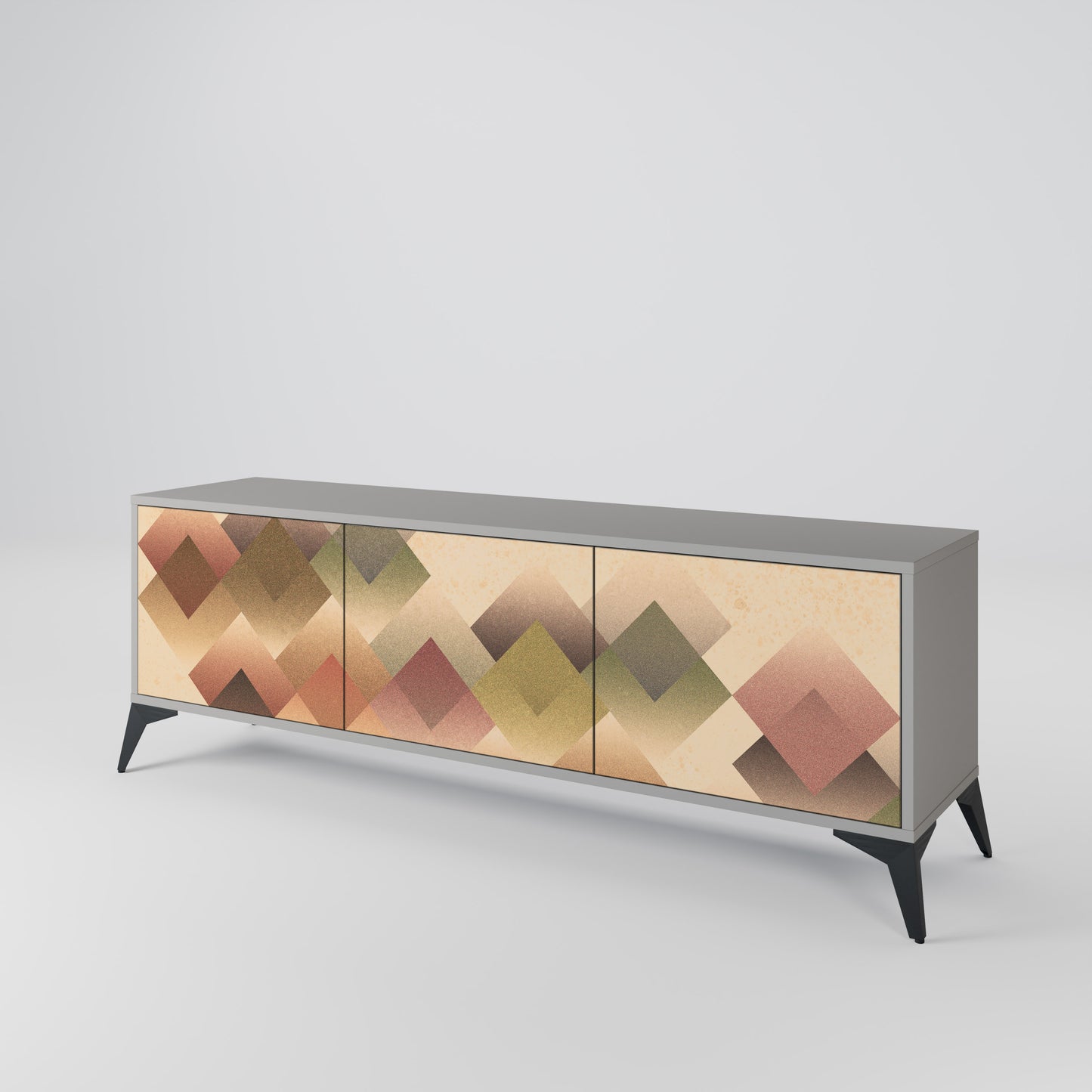 GEOMETRIC FUSION 3-dörrars TV-bänk i grå finish