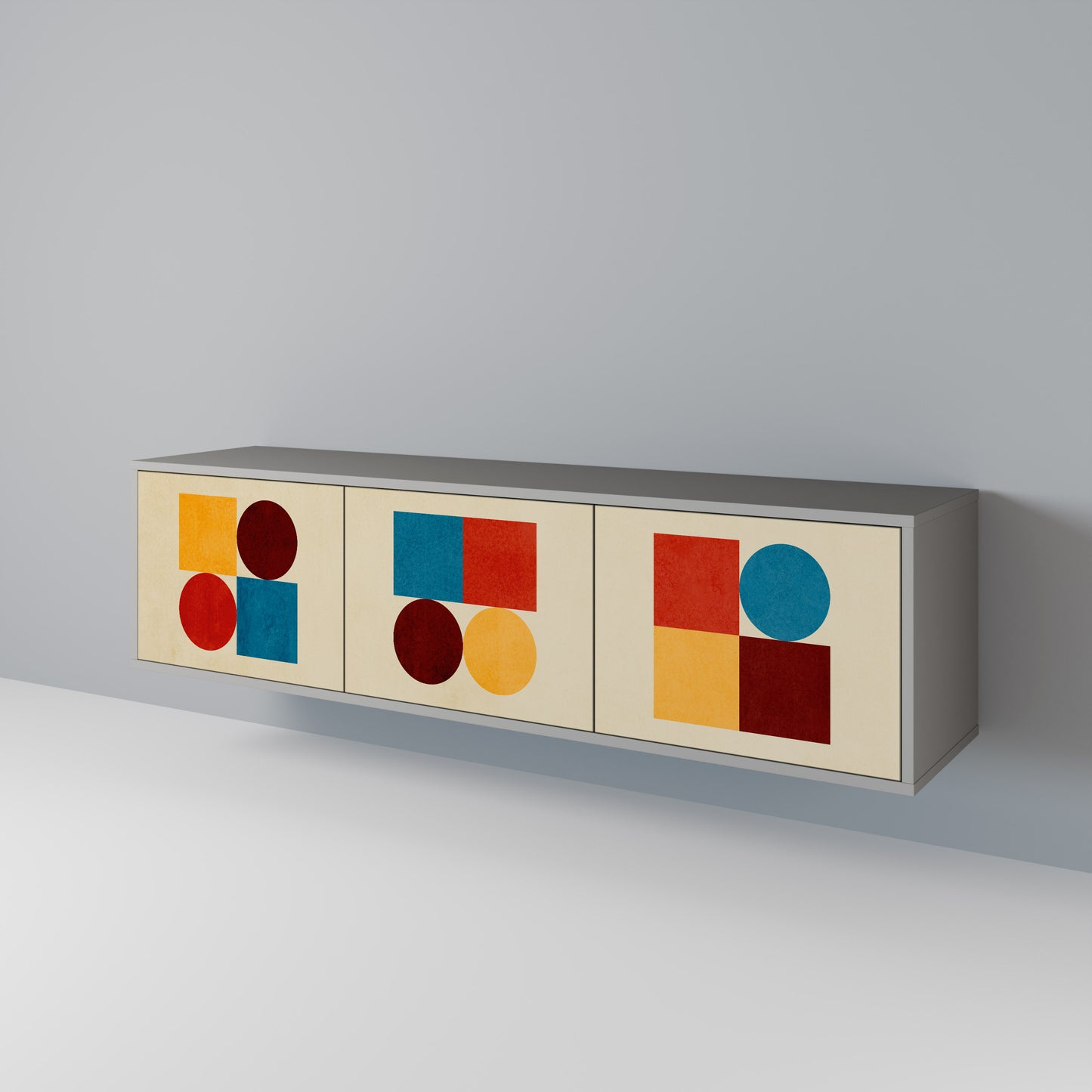 GEOMETRIC PUZZLE 3-dörrars TV-bänk i grå finish