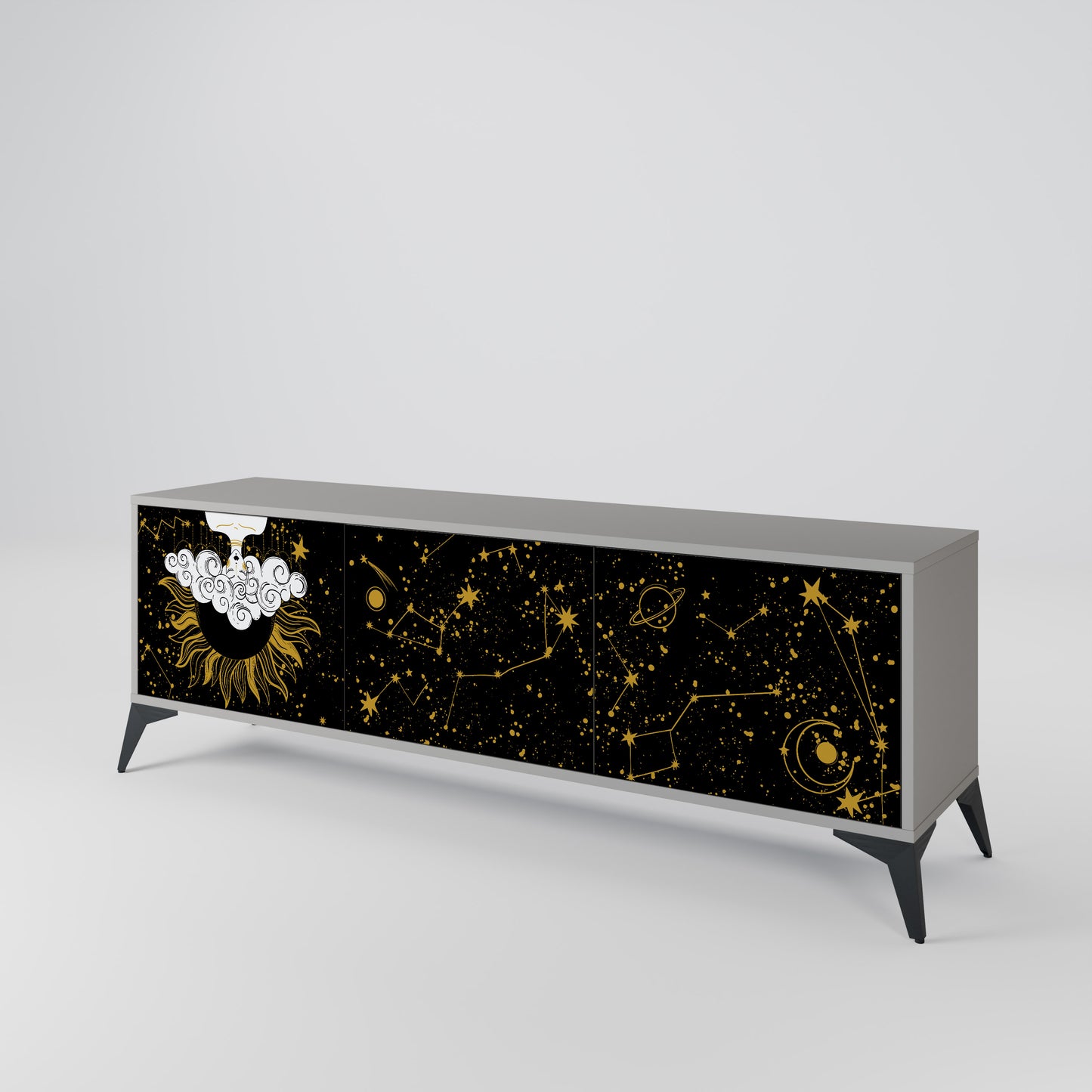 STELLAR CONSTELLATIONS 3-dörrars TV-bänk i grå finish