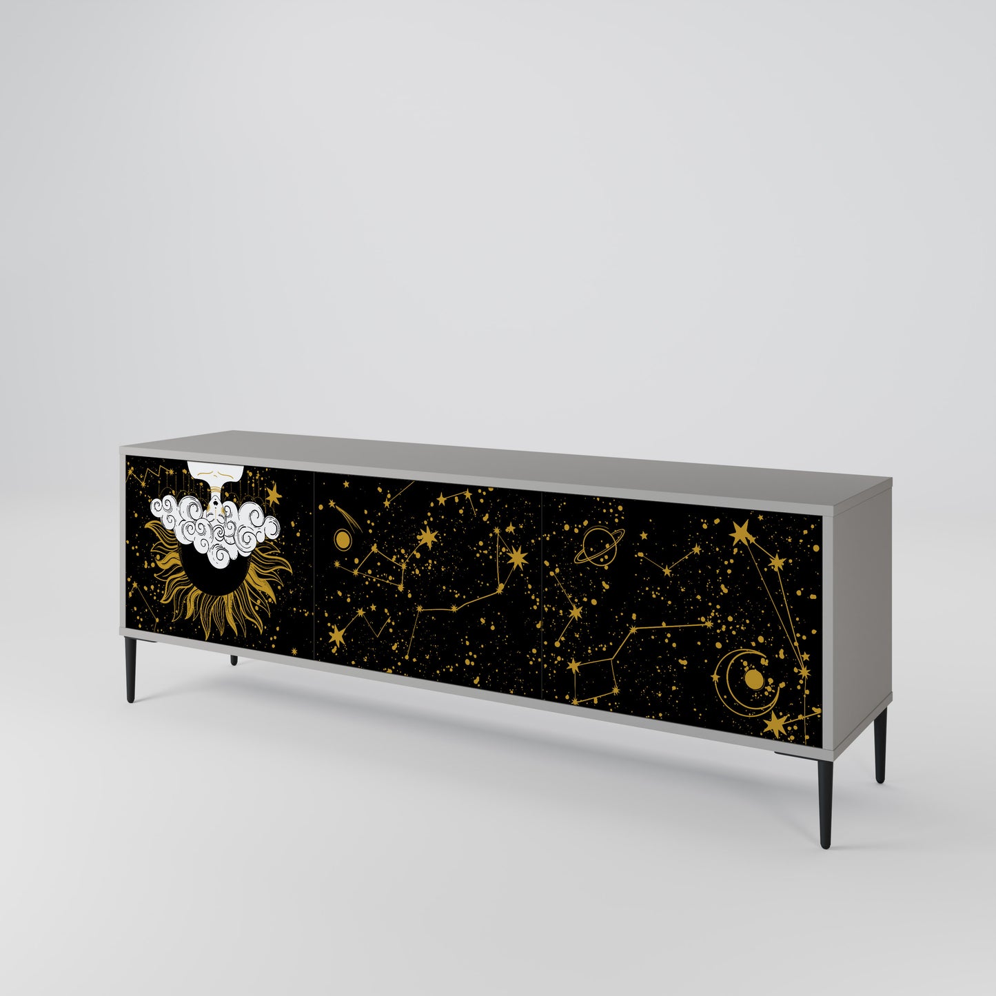 STELLAR CONSTELLATIONS 3-dörrars TV-bänk i grå finish