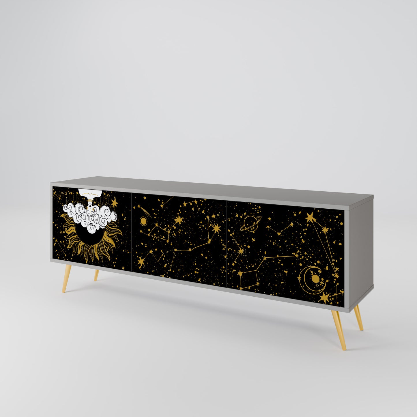 STELLAR CONSTELLATIONS 3-dörrars TV-bänk i grå finish