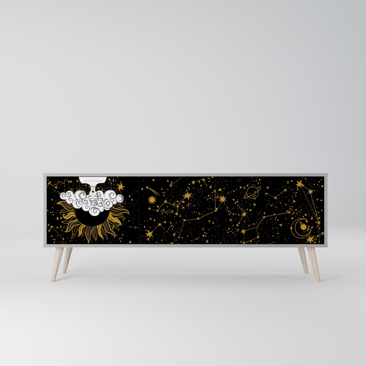 STELLAR CONSTELLATIONS 3-dörrars TV-bänk i grå finish