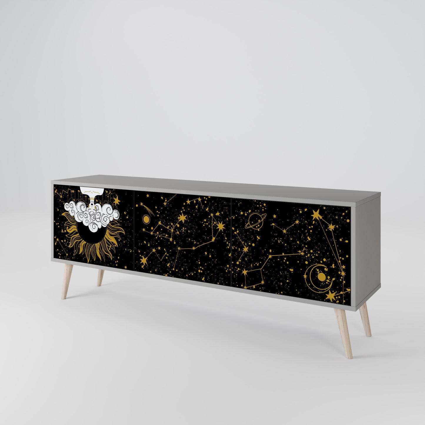 STELLAR CONSTELLATIONS 3-dörrars TV-bänk i grå finish