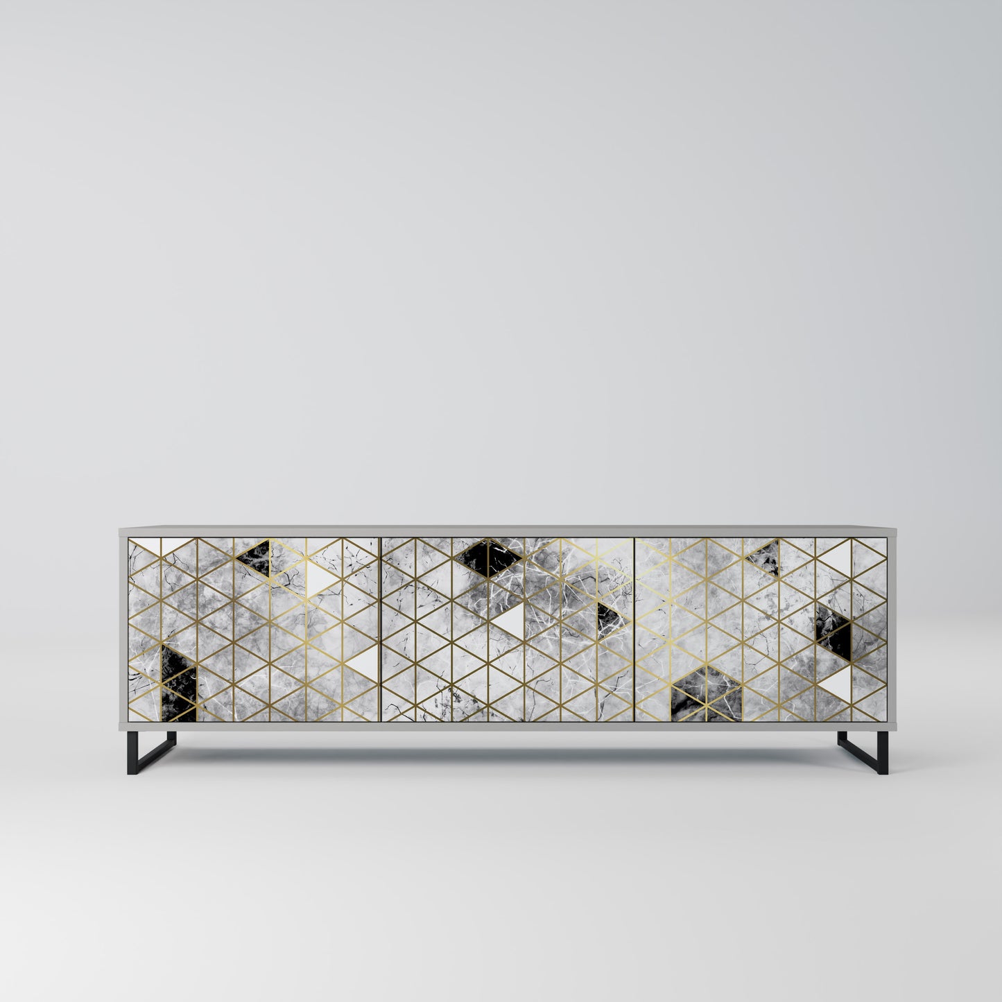ASHEN ARIA 3-Door TV Stand in Grey Finish