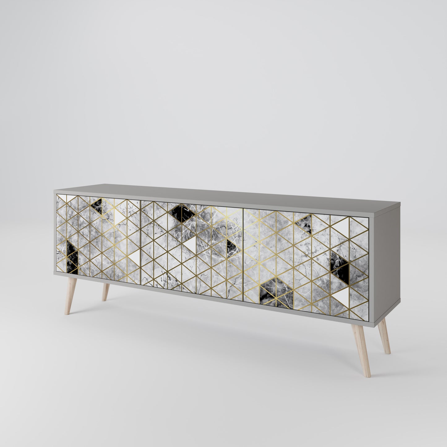 ASHEN ARIA 3-Door TV Stand in Grey Finish