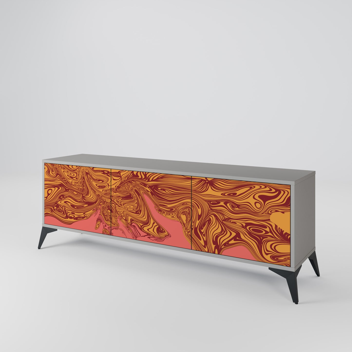 FLOATING THOUGHTS 3-Door TV Stand in Grey Finish