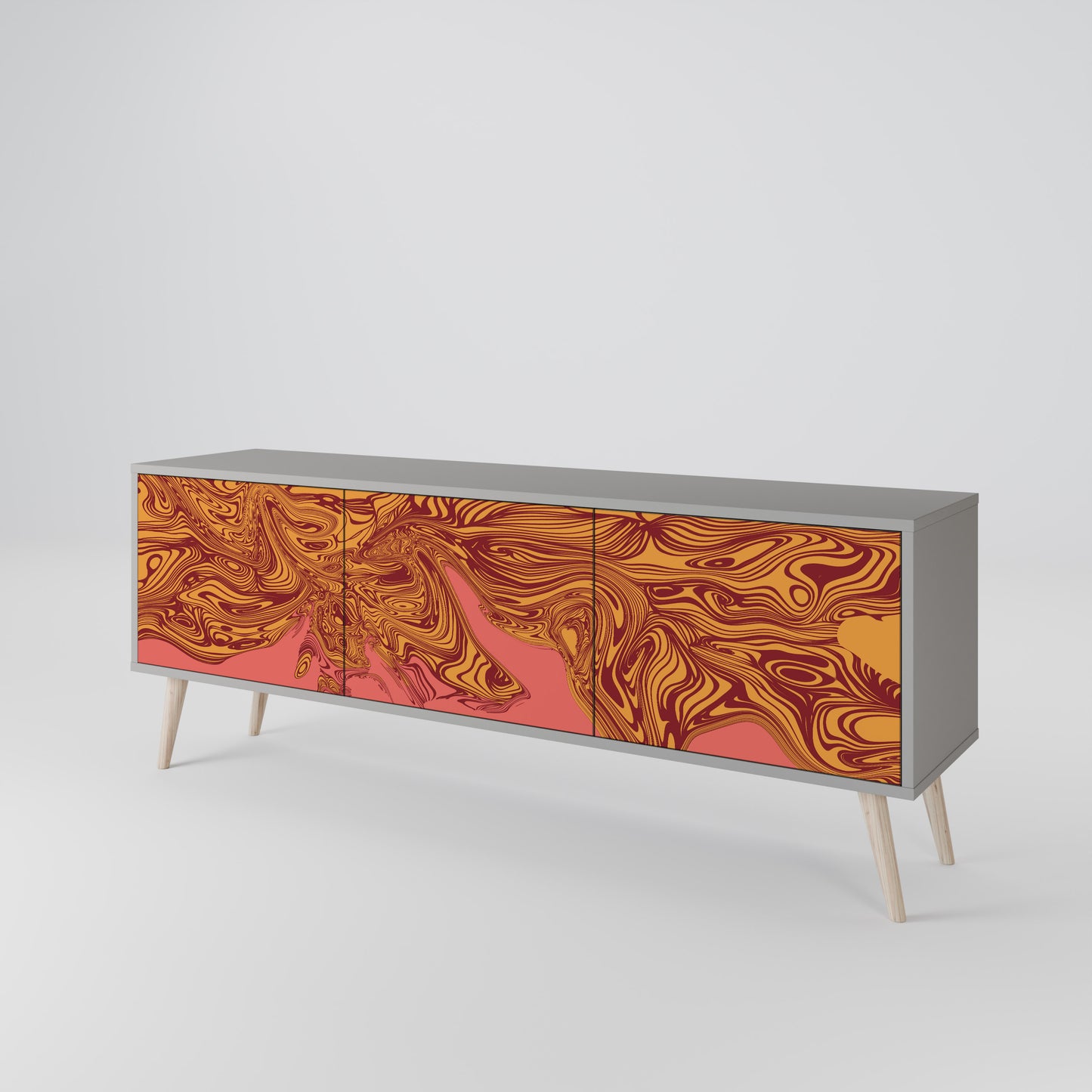 FLOATING THOUGHTS 3-Door TV Stand in Grey Finish