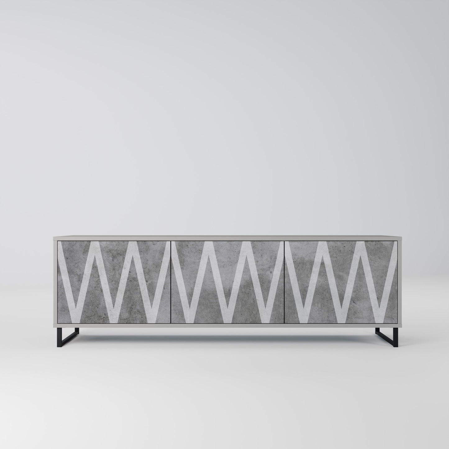 SOLID ZIG ZAG 3-dörrars TV-bänk i grå finish