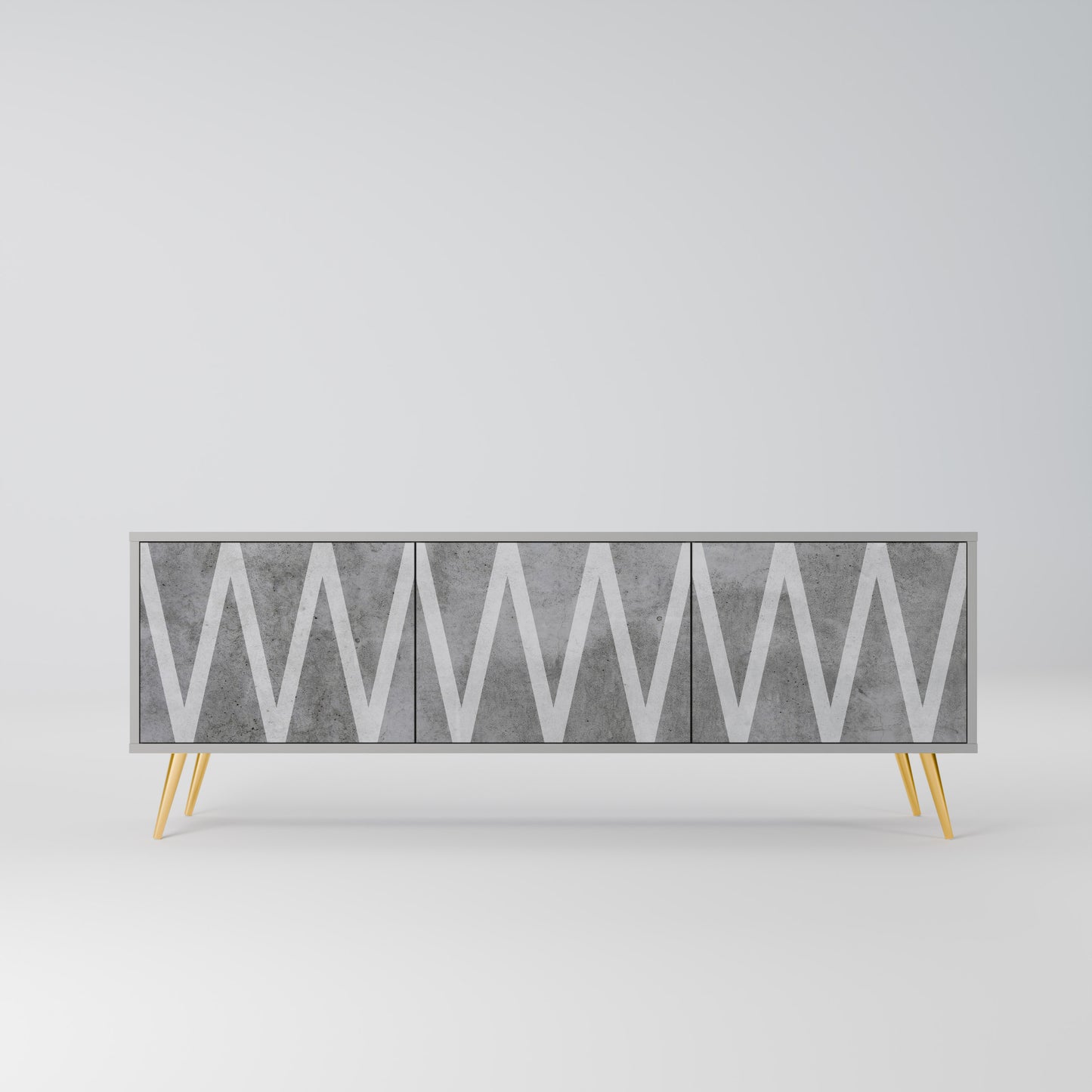 SOLID ZIG ZAG 3-dörrars TV-bänk i grå finish