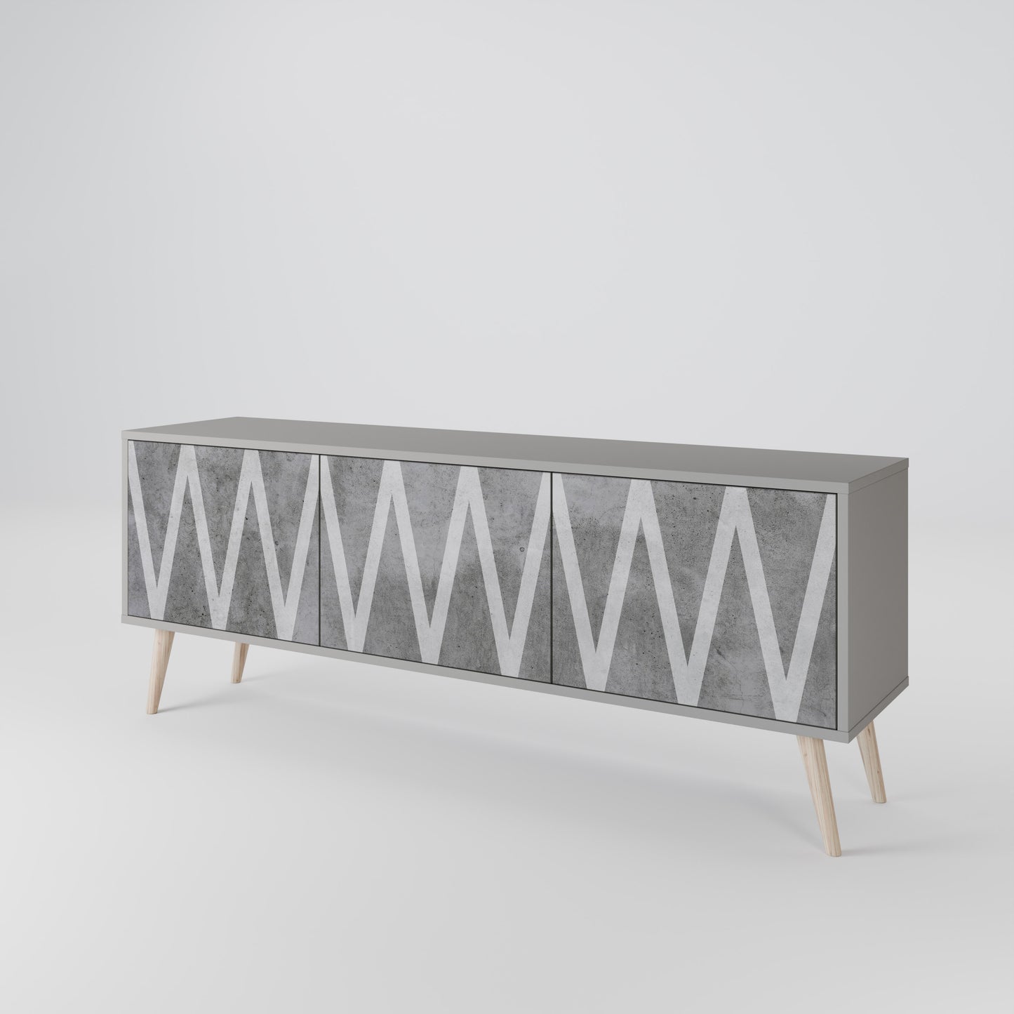 SOLID ZIG ZAG 3-dörrars TV-bänk i grå finish