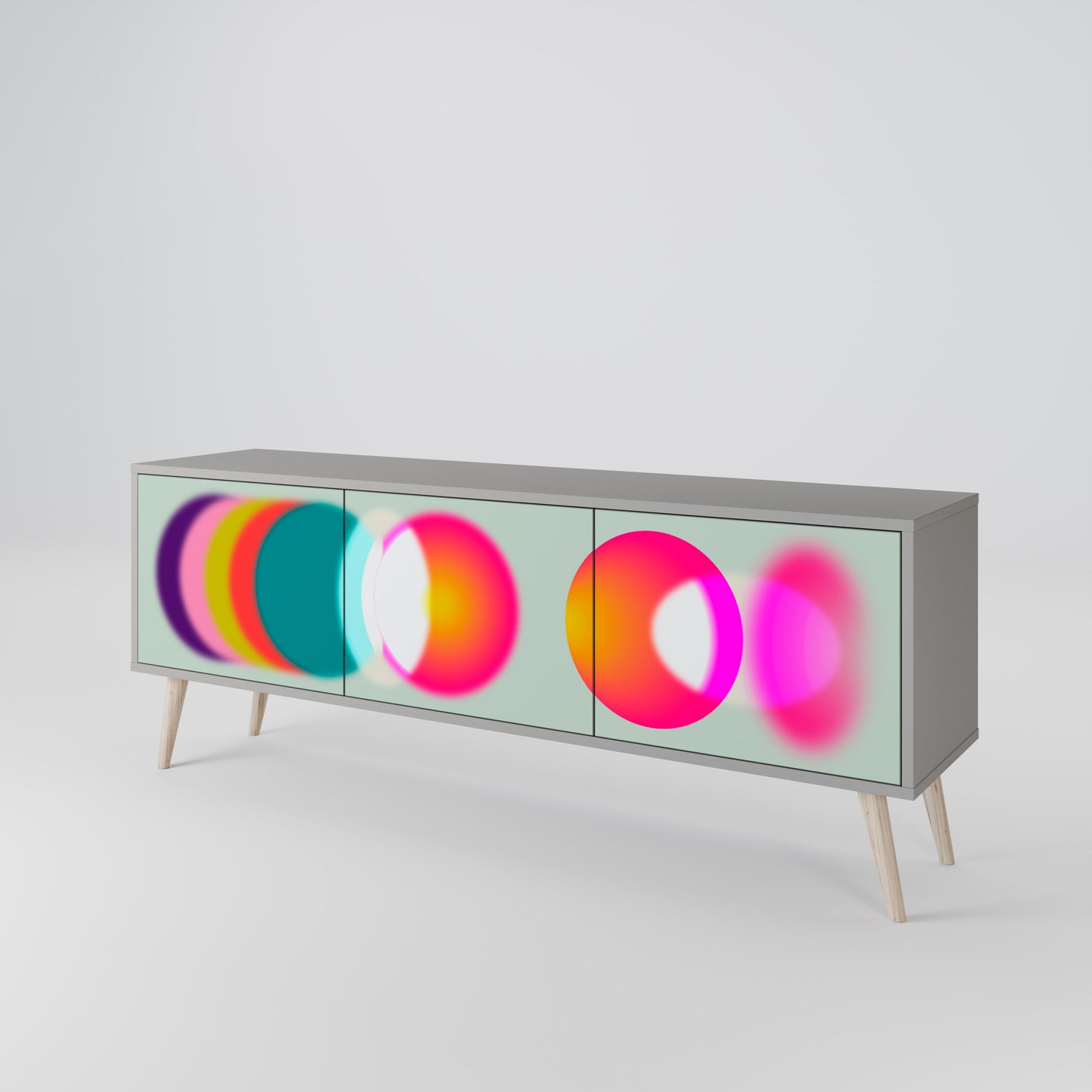 SYMPHONY OF COLORS 3-Door TV Stand in Grey Finish