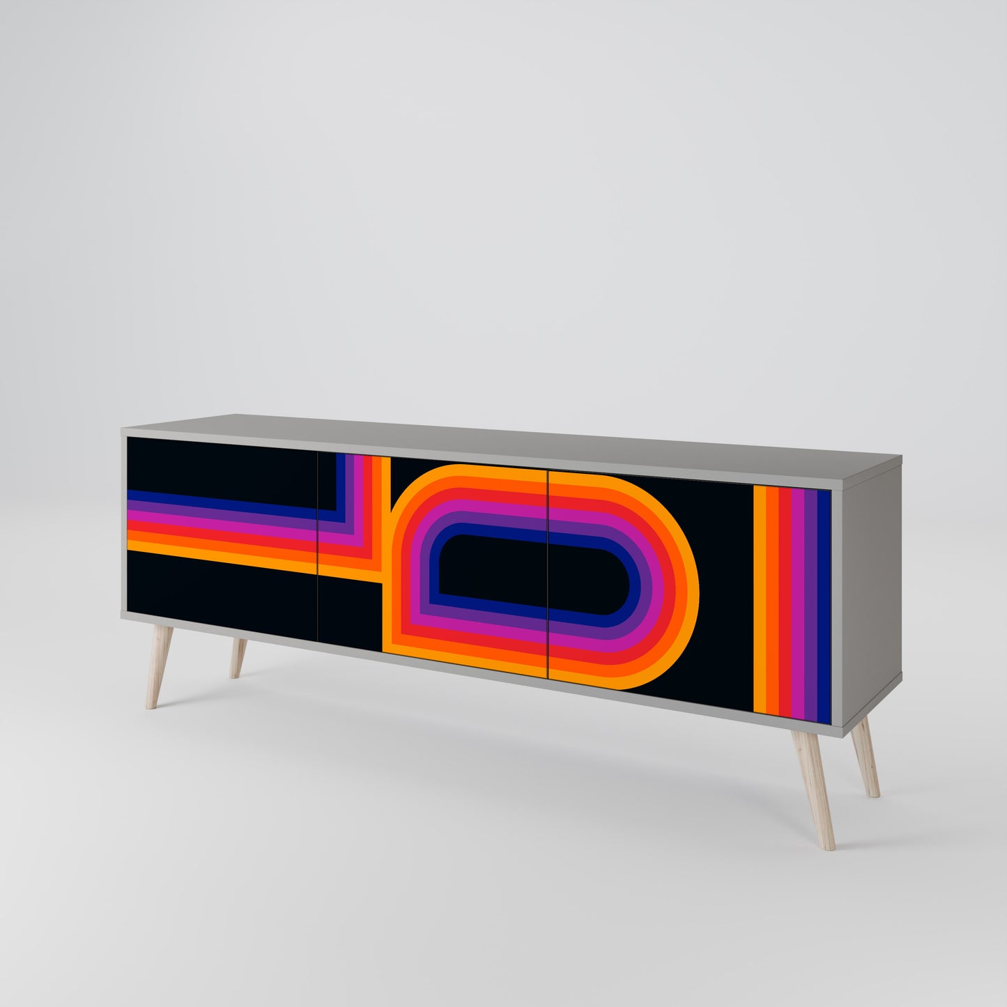 BLINDED BY THE LIGHTS 3-Door TV Stand in Grey Finish