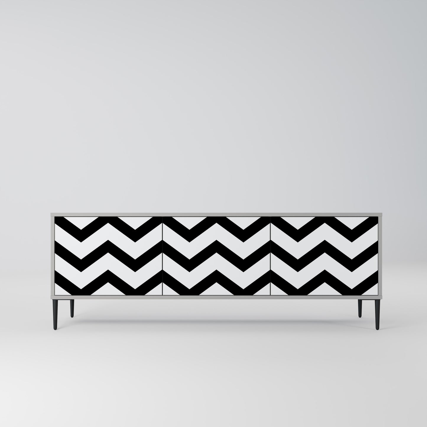CLASSIC ZIG ZAG TV-bänk med 3 dörrar i grå finish