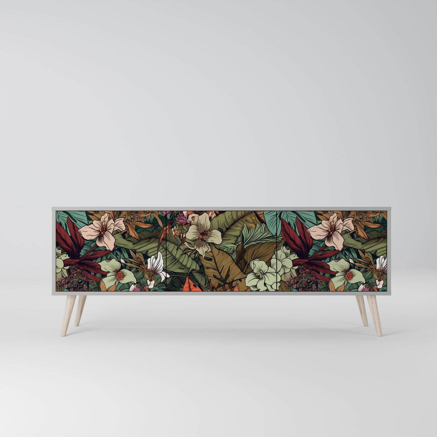 BOTANICAL EMERGENCE 3-dörrars TV-bänk i grå finish