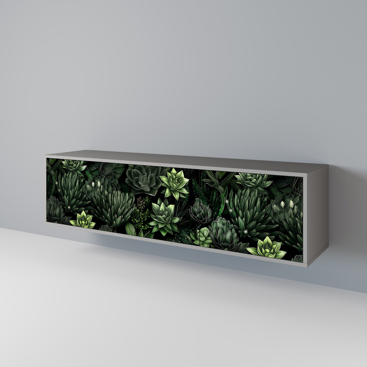 SUCCULENT JUNGLE 3-dörrars TV-bänk i grå finish