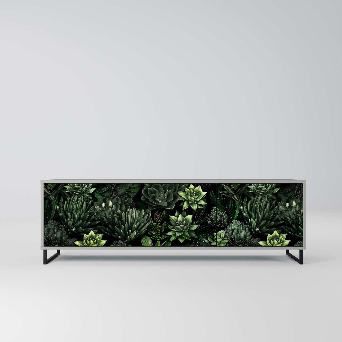 SUCCULENT JUNGLE 3-dörrars TV-bänk i grå finish