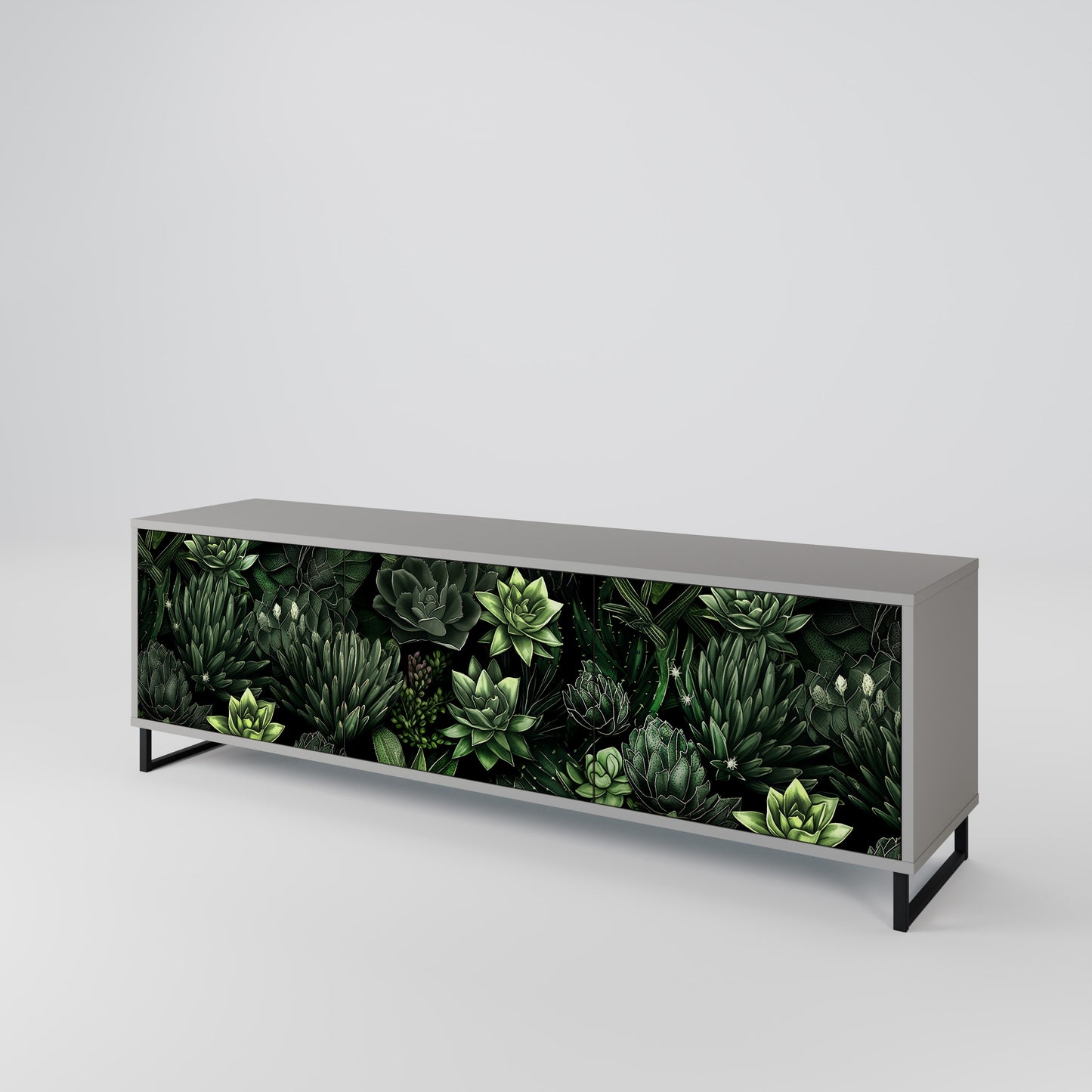 SUCCULENT JUNGLE 3-dörrars TV-bänk i grå finish