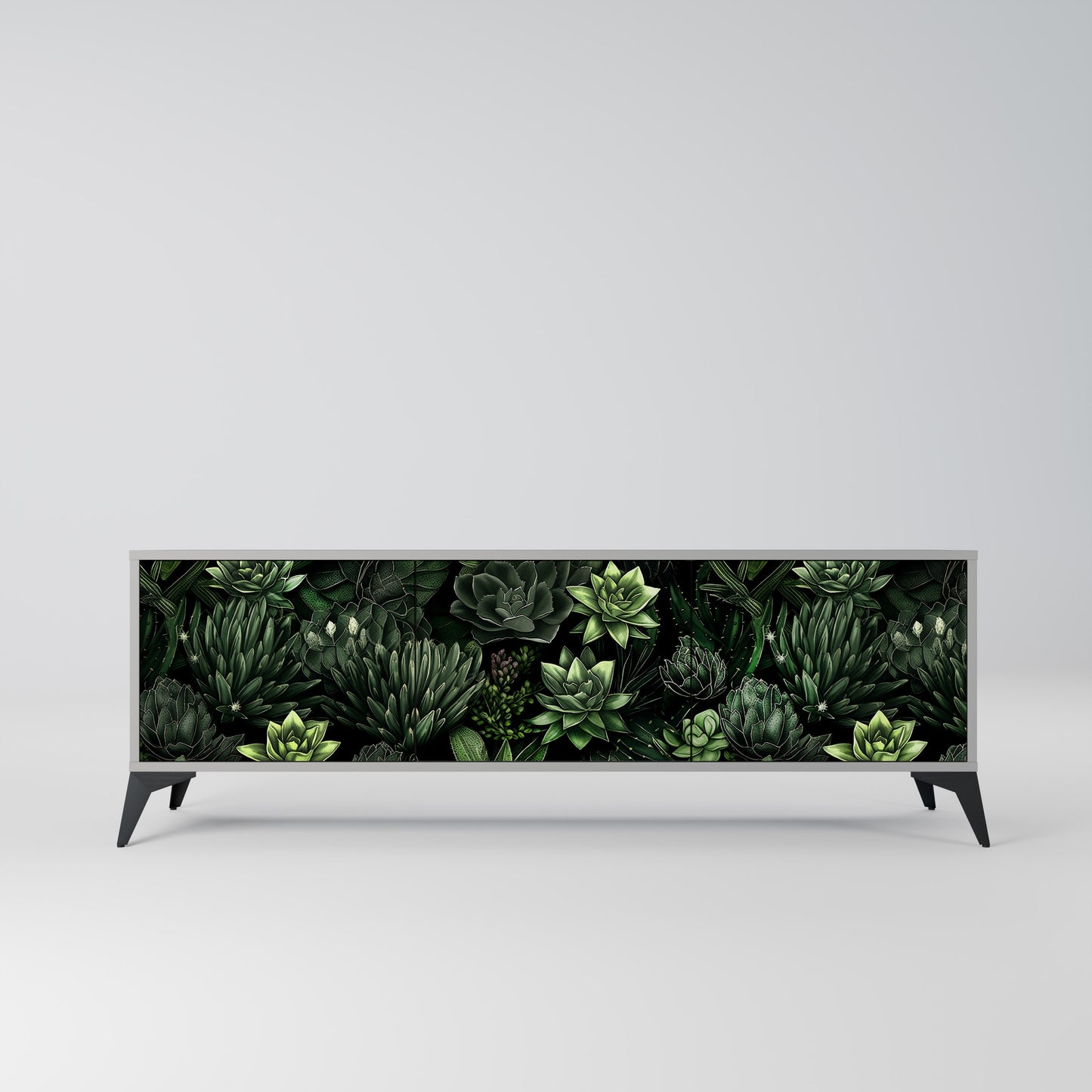 SUCCULENT JUNGLE 3-dörrars TV-bänk i grå finish