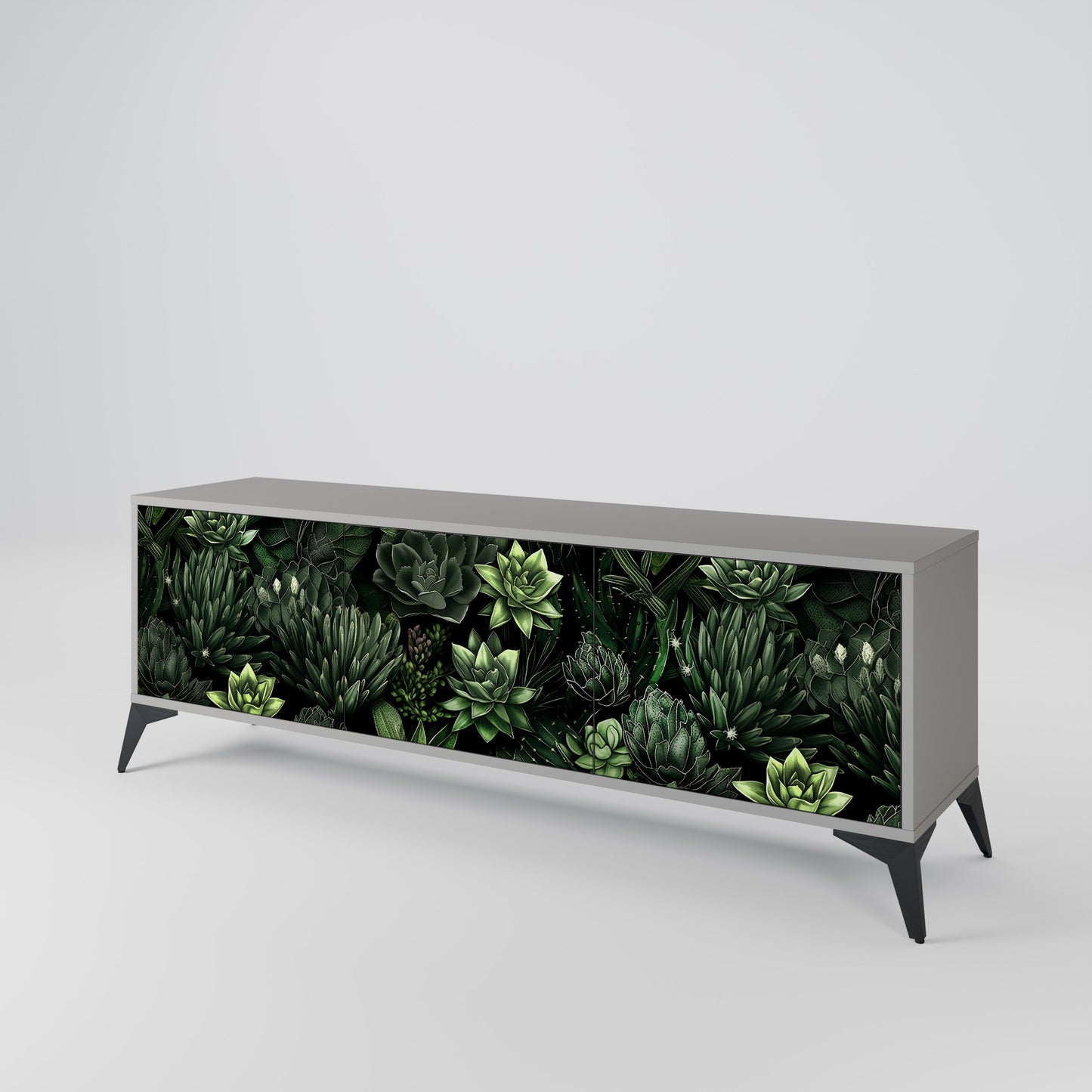 SUCCULENT JUNGLE 3-dörrars TV-bänk i grå finish